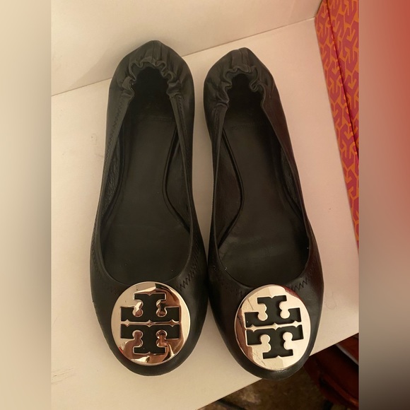 Tory Burch Shoes - Authentic Tory Burch flats in black with silver emblem. Size 9